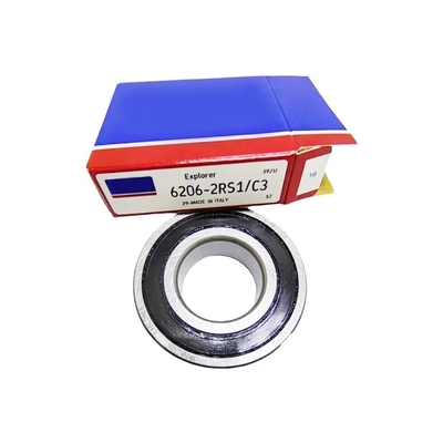 Rolamentos de esferas de rolamento profundo SKF de aço cromado de linha única 6206-2RS1/C3