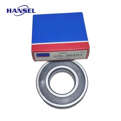 Rolamentos de esferas de rolamento profundo SKF de aço cromado de linha única 6206-2RS1/C3